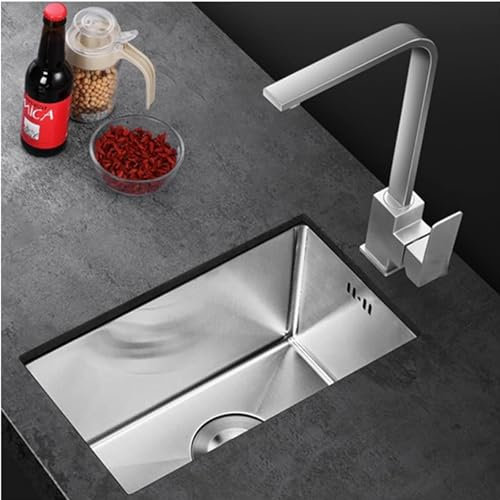 SaryEdge Küchenspüle Balkon Mini Handgefertigter Pool SUS304 Edelstahl Küchenspülenset Einbau- oder Unterbauspüle Einzelbecken(