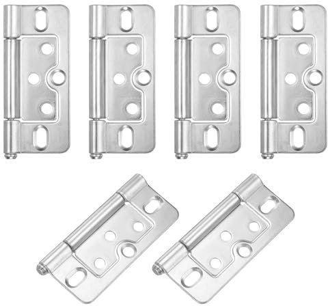 sourcing map 6Pcs 3x1.4 Inch Door Hinges Non-Mortise No Noise Bifold Door Hinges Plating for Cabinet Furniture Window Wardrobe, Chrome Plating