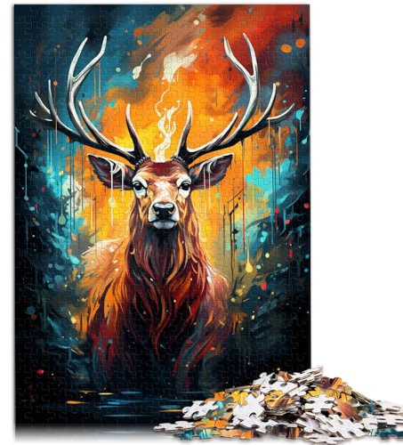 Puzzle für Erwachsene, 1000 Teile, Hirschtier-Quizspiel, jedes Teil ist einzigartig – anspruchsvolles Familienspiel,38x52cm