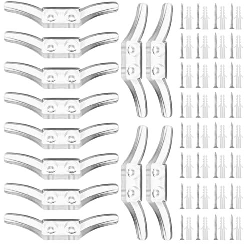 Ouligay 12 Pcs Blind Cord Holder Clear Cord Cleat Plastic Transparent Blind Accessories Hooks with Screws for Window Blinds Curtains Sun Shades Ropes Pull Rope Winders