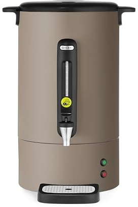 HENDI Percolateur à café 14L UNIQ, cafetière à percolation avec paroi simple et robinet anti-gouttes, filtre intégré, 230V, 50/60Hz, 1750W, 357x380x(H) 502mm, taupe, Inox, PP