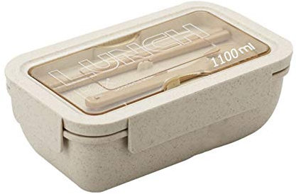 BDSHGRDH boîte à lunch, Boîtes à Bento 1100ml, four à micro-ondes, boîte à déjeuner avec cuillère, boîte à déjeuner étanche, récipient alimentaire de grande capacité(Beige)