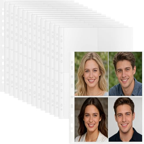 150 Stück Fotohüllen A4(600 Taschen), 4 Fächer Transparent Postkartenhüllen | SINJEUN Foto Hüllen für A4 2/3/4 Ringbuch Fotoalbum Nachfüllseiten, Für Fotos Seitenschutz 10,5x15,3cm