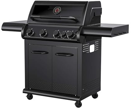 Kynast BBQ Gasgrill EL PANTERA 4 + 1 Seitenbrenner 19,6 kw Edelmatt-schwarz