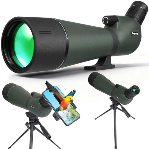 BIBIRE 25-75x80 HD Cannocchiali, Cannocchiale angolato con treppiede e adattatore per telefono Cannocchiale per birdwatching e osservazione della fauna selvatica