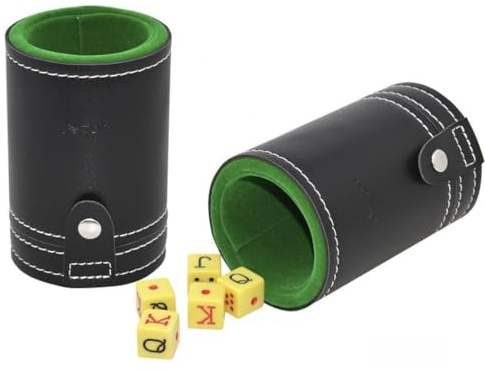 ROCKING GIFTS Würfelwürfel Poker 5 Würfel schwarz 7,5 x 11 cm Würfelspiel Casino
