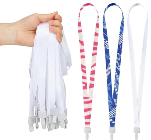 SUPERFINDINGS 100 Stück Sublimations Lanyards Weiß Lanyards Mit Badge Halter Hitzetransfer Lanyards Zur Personalisierung Von Ausweisen Namensschildern DIY