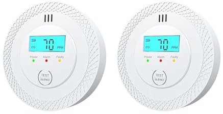 Détecteur de Monoxyde de Carbone Blanc Certifié NF & CE, Détection Précise 0-1000ppm, Alarme 85dB pour Maison, Appartement et Garage (2 Pack)