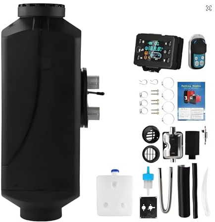 BOGJFC Chauffage Diesel Silencieux 2KW/5KW 12V/24V Kit Complet De Chauffage Pour Camping Car Camion Remorque Bateau Fourgon Avec Ecran LCD Pompe Ventilateur(12V24V 2KW)