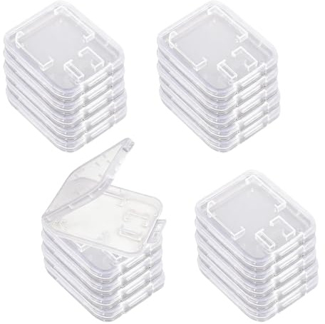 20 Pcs Micro SD Card Case, Memory Card Case, Transparent Plastic Storage SIM Card Holder Box for Micro SD CF XD TF NM and Nano Cards