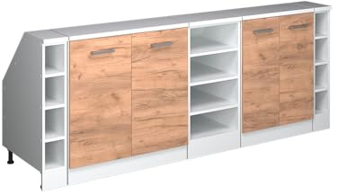 Vicco Küchenschrank für Dachschrägen R-Line, Goldkraft Eiche, 210 cm 5er Set Schrankkorpuss 60 cm Tiefe, geeignet für schräge Wände und Variable Küchenmontage