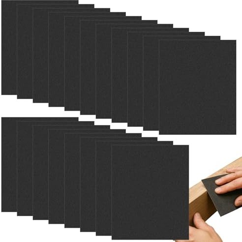 18 Pièces Papier Abrasif 230 x 280 mm, Papier à Poncer 120/180/240/320/400/600/800/1000/2000 Grain, Papier de Verre Sec Humide pour Bois Métal Carrosserie Auto Polissage