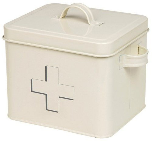 BARGAINS-GALORE Enamel Cream Storage Tin - Home Sweet, Kitchen Food Storage Containers With Lids & Carry Handles | Ideal For Home & Kitchen, Organiser | Strong, Durable & Long Lasting (First Aid Box)