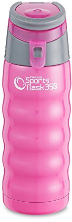 Pioneer Stainless Steel Sports Flask, Double Wall Vacuum Insulated Drinks Bottle, 350ml, Pink
