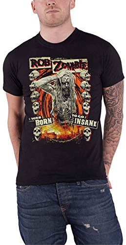 Rob Zombie T Shirt Born to Go Insane Stage Band Logo offiziell Herren Nue L