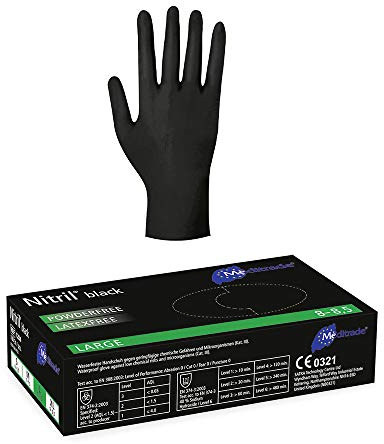 Nitril-Handschuh Meditrade Black (L, Schwarz) 100 Stück (1 Box)