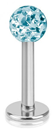 viva-adorno® Lippen Piercing Stecker Tragus Labretstecker Multikristall Epoxy Zirkonia Ferido Kugel Z357, Aqua