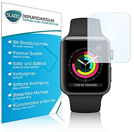 Slabo 3 x Premium Panzerglasfolie für Apple Watch Series 3 (42mm) Panzerschutzfolie Schutzfolie Echtglas Folie Tempered Glass KLAR 9H