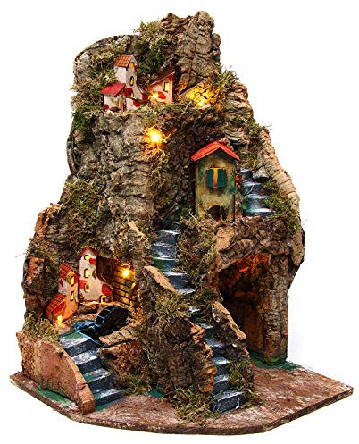 Holyart Dorf für Krippe Eckelement mit Mühle 30x30x45 cm für 6-8 cm Krippe