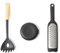 Brabantia Tasty + Set italiano utensilios de cocina, cuchara spaghetti, rallador de queso y cortador pizza, surtido colores