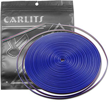 CARLITS Cavo di Prolunga RGB da 20M 4x0,3mm², 22 AWG 4 pin 22 Gauge Kit Conduttore da 65,5 piedi per Striscia LED RGB 5050 3528