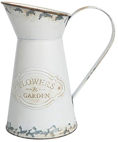 Yoillione Jarrón de Metal, jarrón Blanco Estilo rústico, jarrón rústico, rústico, Estilo rústico, Vintage, jarrón galvanizado, jarrón de Granja, jarrón, decoración de Granja