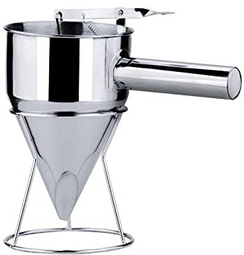 Embudo de Pastelería, 10 Pieza Acero Inoxidable Embudo de Pistón, Dispensador de Masa con Soporte Herramientas de Cocina para Pasteles, Postres, Panqueques
