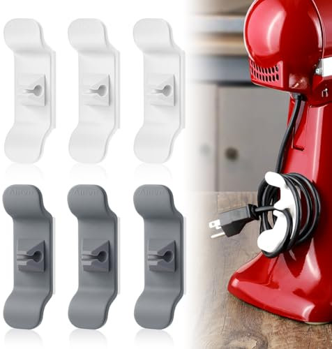 Aieve Cord Organizer for Appliances, 6 Pack Kitchen Appliance Cord Organizer, Appliance Cord Wrapper Cord Holder Stick on