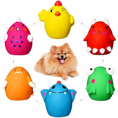 HOLYSTEED Kleine Quietschspielzeuge für Hunde, außerirdische Tiere, 6 Stück | Weichlatex, niedlich, schwimmfähig, apportierbar für Dackel, Border Collie, Schnauzer, Franzbulldogge, Chihuahua, Havaneser