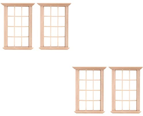 Miniature Dollhouse Furniture Wooden Window Age 12+, Unisex 1:12 Scale Dollhouse Window Frame, Handcrafted Wooden Windows for Dollhouse DIY & Decor