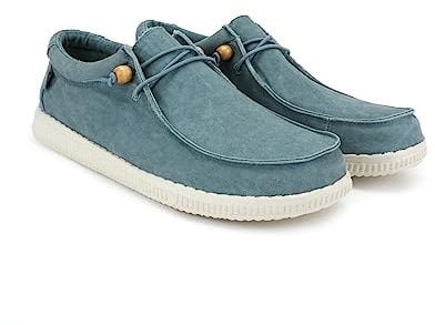 WALK IN PITAS | WP150 WALLABI Washed | Mocasines de Hombre | Náuticos Casual | Zapatillas de Verano | Zapatos de Hombre Casuales y Cómodos | Zapatos de PITAS para Hombre | Aqua 40