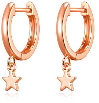 Philip Jones Rose Gold Plated Star Charm Hoop Earrings