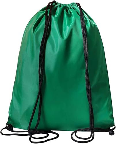 WFX Turnbeutel mit Kordelzug, 2 Stück und 1 Stringbeutel, Turnbeutel, Rucksack aus Polyethylen für Damen und Herren, Trainer, Schwimmtasche, Reisen, Strand, Schule, Urlaub, (Grün Einzel stück)