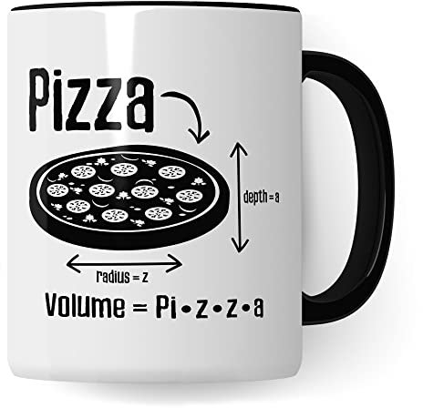 Mathe Tasse Geschenkidee Pizza Kaffeetasse Humor Witz Geschenk für Mathelehrer Mathelehrerin Kaffeebecher Mathematik Becher (Weiß & Schwarz)