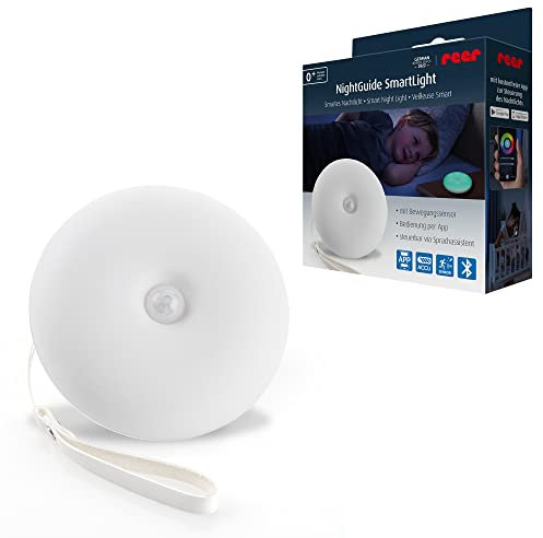 reer NightGuide SmartLight smartes Bluetooth Nachtlicht für Kinder, Steuerung per App, Sprachassistent oder am Gerät, Weiß