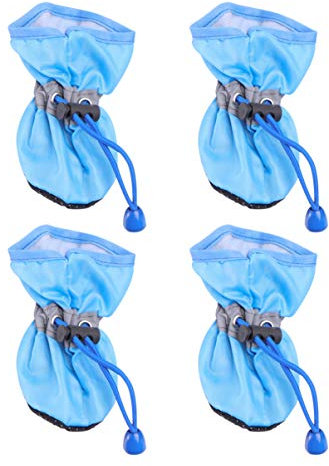 generic Hundeschuhe 4 Stück Hundeschuhe - Hundeschuhe Mit Rutschfester Sohle Pfotenschutz Für Hundewelpen - Größe Xs Blau