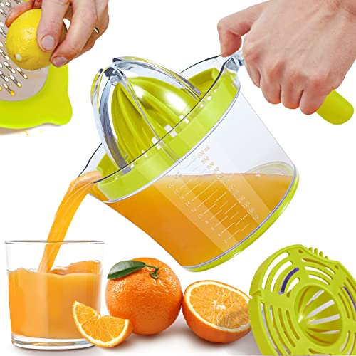 ChefVille MJ02 Presse-agrumes manuel multifonction avec poignée confortable, capacité de 621 ml, vert