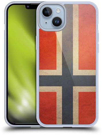 Head Case Designs Noruega Noruega Conjunto de Banderas Vintage 4 Caso de Gel Suave Compatible con Apple iPhone 14 Plus
