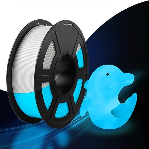 SUNLU Glow in the Dark PLA, Leuchtendes 3D Drucker Filament, PLA Filament 1,75mm +/-0,02mm, 1kg Spule Filament PLA für FDM 3D Drucker.(Weiß PLA, Leuchtet Blau)