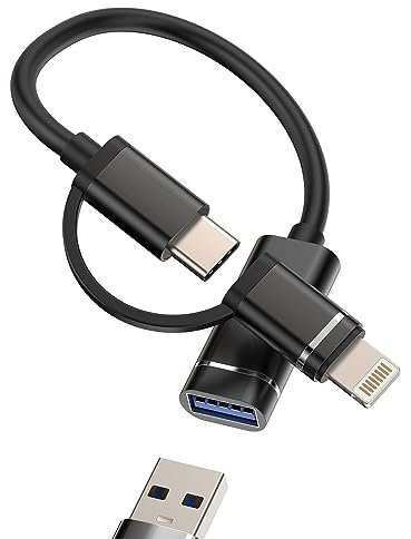 Adaptador para iPhone Lightning USB C Jack a USB A Cable(2 en 1) otg Cámara Tipo Enchufe Cable para Apple Macbook Air 14 13 12 11 Pro Max 7 8 Plus Ipad Air Compatible para Huawei Xiaomi Redmi Google