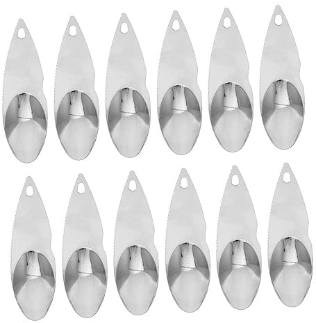 HEMOTON 12 Pièces Outils pour Éplucher Les Kiwis Coupe-Kiwis Éplucheur De Fruit du Dragon Cuillère à Soupe De Kiwi Éplucheur D'avocat Acier Inoxydable 430 Noyau De Fruits Pamplemousse