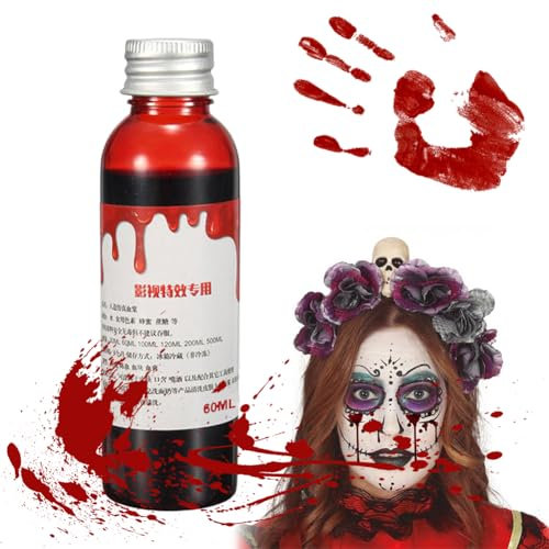 Sang de vampire pour Halloween, 60 ml, faux sang de scène, réaliste, lavable et sans danger pour zombies, vampires, monstres, cosplay - SEMINISMAR