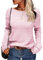 Tankaneo Colorblock - Maglione da donna a maniche lunghe, girocollo, a righe, slim fit, maglieria, C01-rosa, L