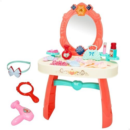 ColorBaby, Schminktisch mit Licht und Sound, Prinzessinnen, inkl. Zubehör, Kinderschönheit, Schminkspiel, Schminktisch, Schminktisch für Mädchen, Spielzeug für Mädchen 3 Jahre (47378)