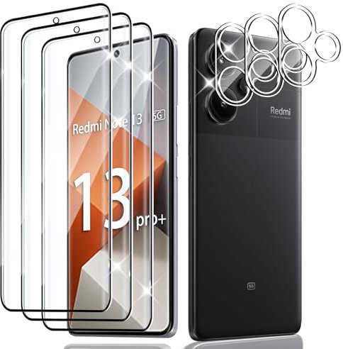 Wayneer Vetro Temperato per Xiaomi Redmi Note 13 Pro Plus 5G, [3+3 Pezzi] Vetro Protettivo Pellicola Fotocamera, Anti Graffio Durezza 9H Protezione Schermo Pellicola Protettiva