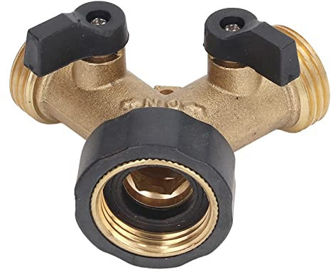 Yctze 2-Wege-Kugelhahn, Robuster Messing-Kunststoff-Ventilschalter, 3/4-Zoll-Gewinde, Messing-Schlauchverteiler für Gartenbewässerung, Bewässerung, Sechskantstopfen. Dieses