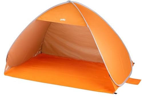 Yello Pop Up Beach Shelter | 2-3 Person with UPF 50+ UV Protection, Lightweight Beach Sun Shelter, Easy Set Up, Beach, Camping, Picnic, Orange