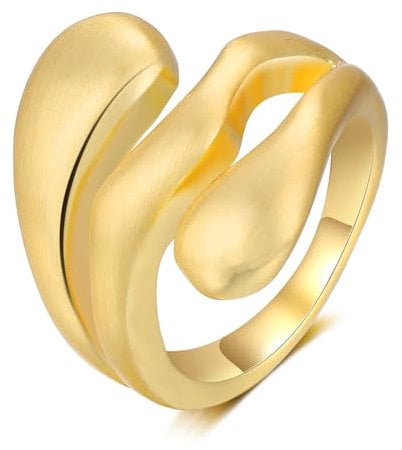 Aprilery Gold Rings for Women, Fashion Cross Statement Ring Gold Band Non Tarnish Trendy Hypoallergenic Ring Jewelry for Teens Girls Gifts (Spoon, 9)
