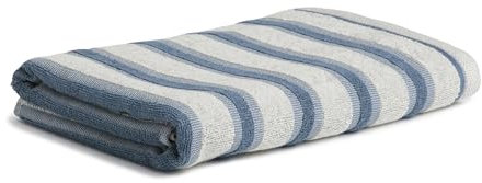 Möve Bohemian Dreams Cross Stripes Handtuch 50 x 100 cm aus 100% Baumwolle, Nature/Steel Blue