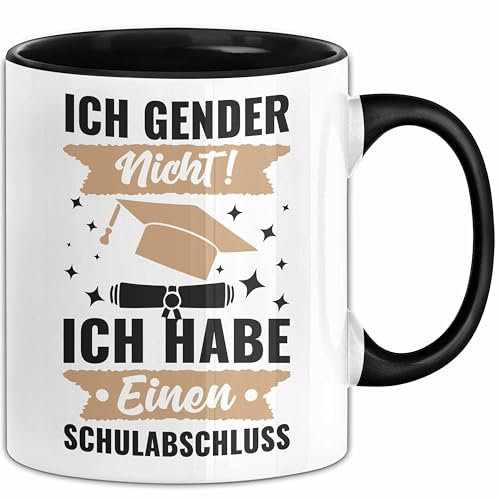 Ich Gender Nicht Ich Habe Einen Schulabschluss Anti Gender Tasse Geschenk Kaffee-Becher (Schwarz)